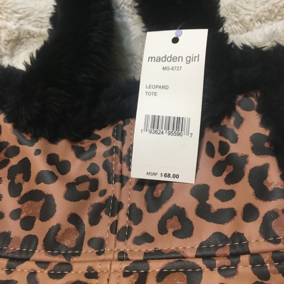 Madden girl faux fur leopard print tote - Picture 4 of 8